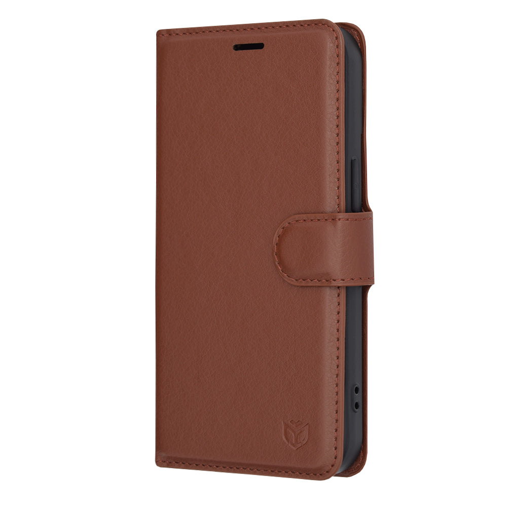 Husa de protectie Techsuit Leather Folio compatibila cu Apple iPhone 15, acoperire spate, maro