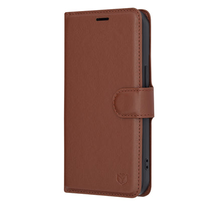 Husa de protectie Techsuit Leather Folio compatibila cu Apple iPhone 15, acoperire spate, maro