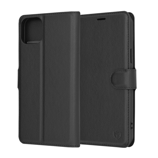 Husa de protectie Techsuit Leather Folio compatibila cu Apple iPhone 15 Plus, acoperire spate, negru