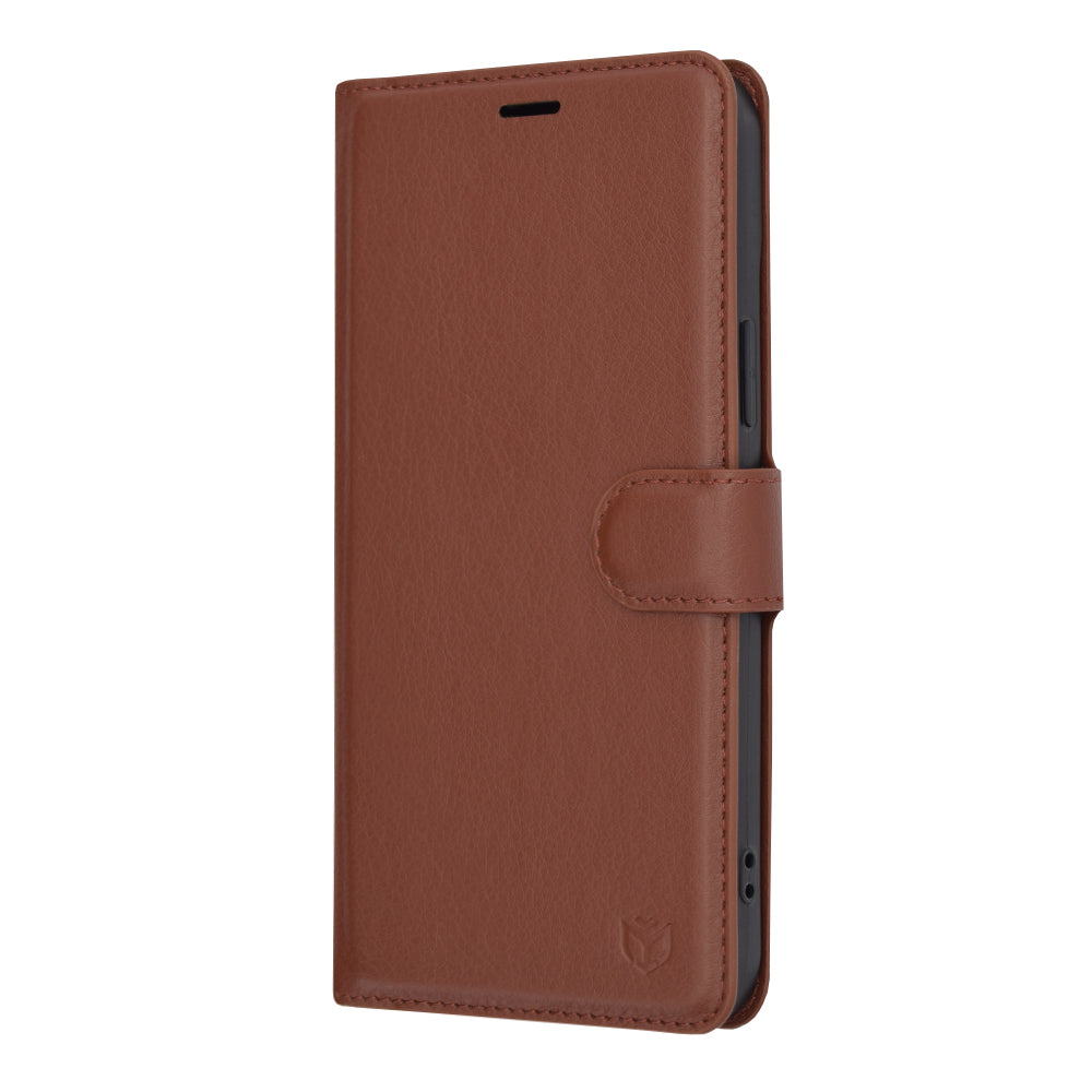 Husa de protectie Techsuit Leather Folio compatibila cu Apple iPhone 15 Plus, acoperire spate, maro