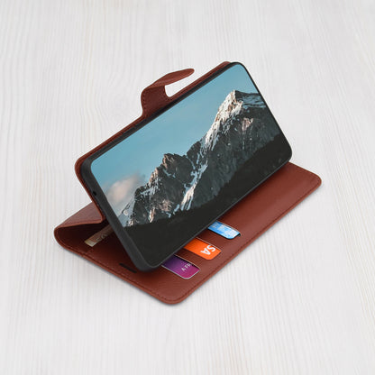 Husa de protectie Techsuit Leather Folio compatibila cu Apple iPhone 15 Plus, acoperire spate, maro