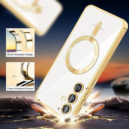 Husa de protectie Techsuit Luxury Crystal MagSafecompatibila cu Samsung Galaxy S24, acoperire spate, rose gold