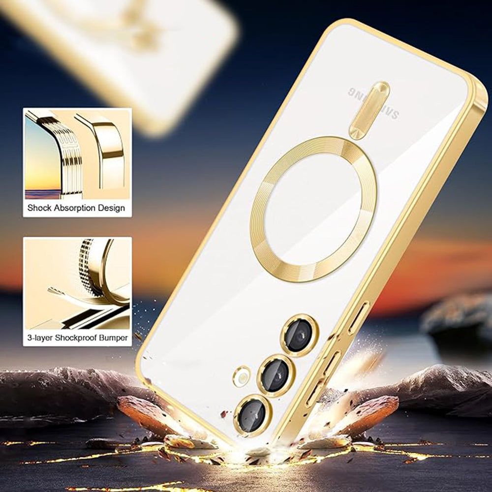 Husa de protectie Techsuit Luxury Crystal MagSafecompatibila cu Samsung Galaxy S24 Plus, acoperire spate, verde forest