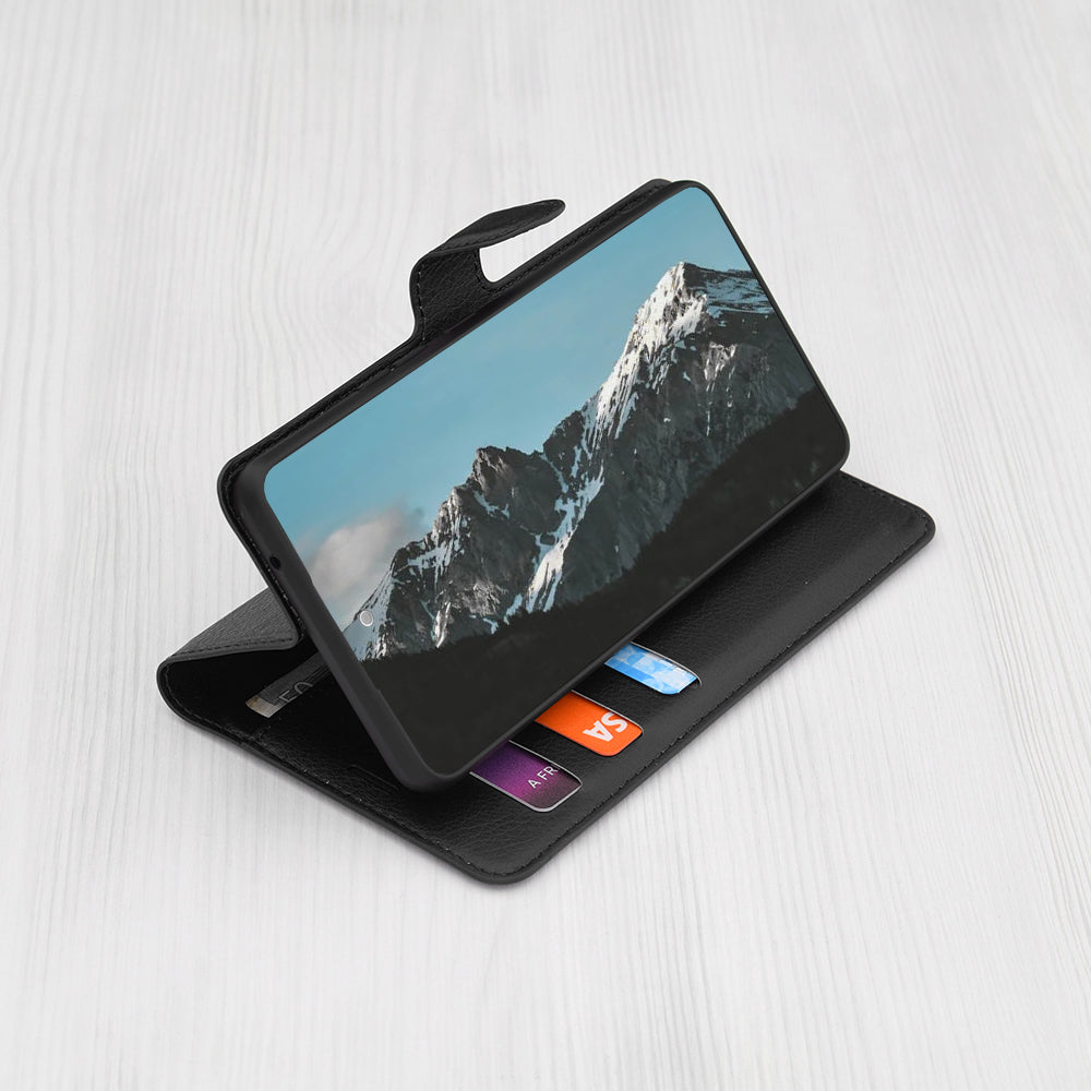 Husa de protectie Techsuit Leather Folio compatibila cu Apple iPhone 15 Pro, acoperire spate, negru