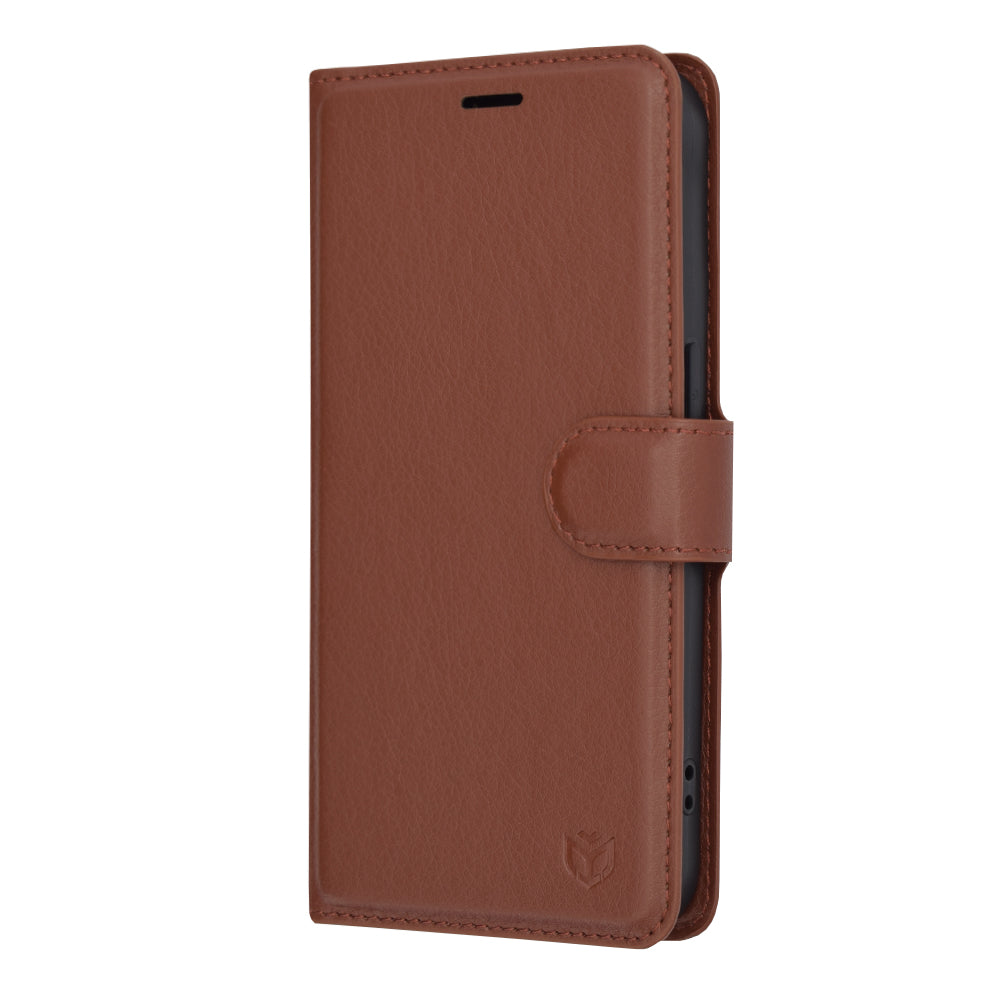 Husa de protectie Techsuit Leather Folio compatibila cu Apple iPhone 15 Pro, acoperire spate, maro
