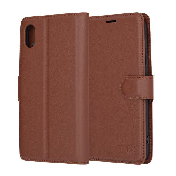 Husa de protectie Techsuit Leather Folio compatibila cu Apple iPhone XR, acoperire spate, maro