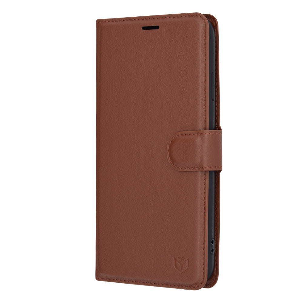Husa de protectie Techsuit Leather Folio compatibila cu Apple iPhone XS Max, acoperire spate, maro