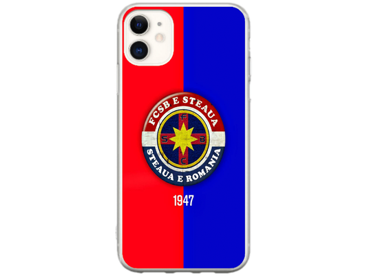 Husa Silicon HQCover compatibila cu Apple iPhone 12 Mini, model FCSB Steaua, rezistenta la socuri si zgarieturi, SP1M00003
