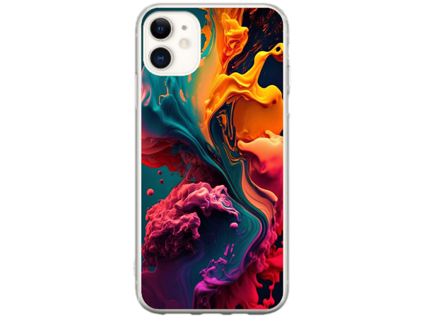 Husa Silicon HQCover compatibila cu Apple iPhone 11, model Explozie de culori v1, rezistenta la socuri si zgarieturi, SP1M00029