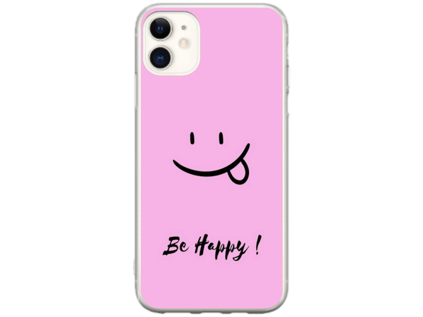 Husa Silicon HQCover compatibila cu Apple iPhone 11, model Be Happy, rezistenta la socuri si zgarieturi, SP1M00033