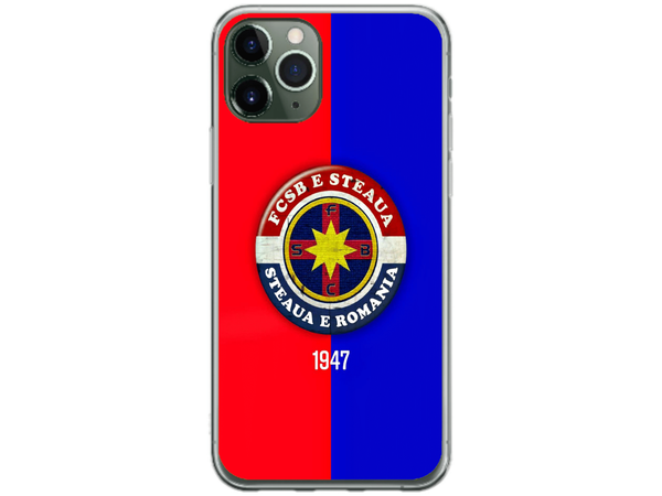 Husa Silicon HQCover compatibila cu Apple iPhone 11 Pro Max, model FCSB Steaua, rezistenta la socuri si zgarieturi, SP1M00003