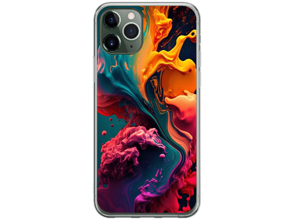 Husa Silicon HQCover compatibila cu Apple iPhone 11 Pro Max, model Explozie de culori v1, rezistenta la socuri si zgarieturi, SP1M00029