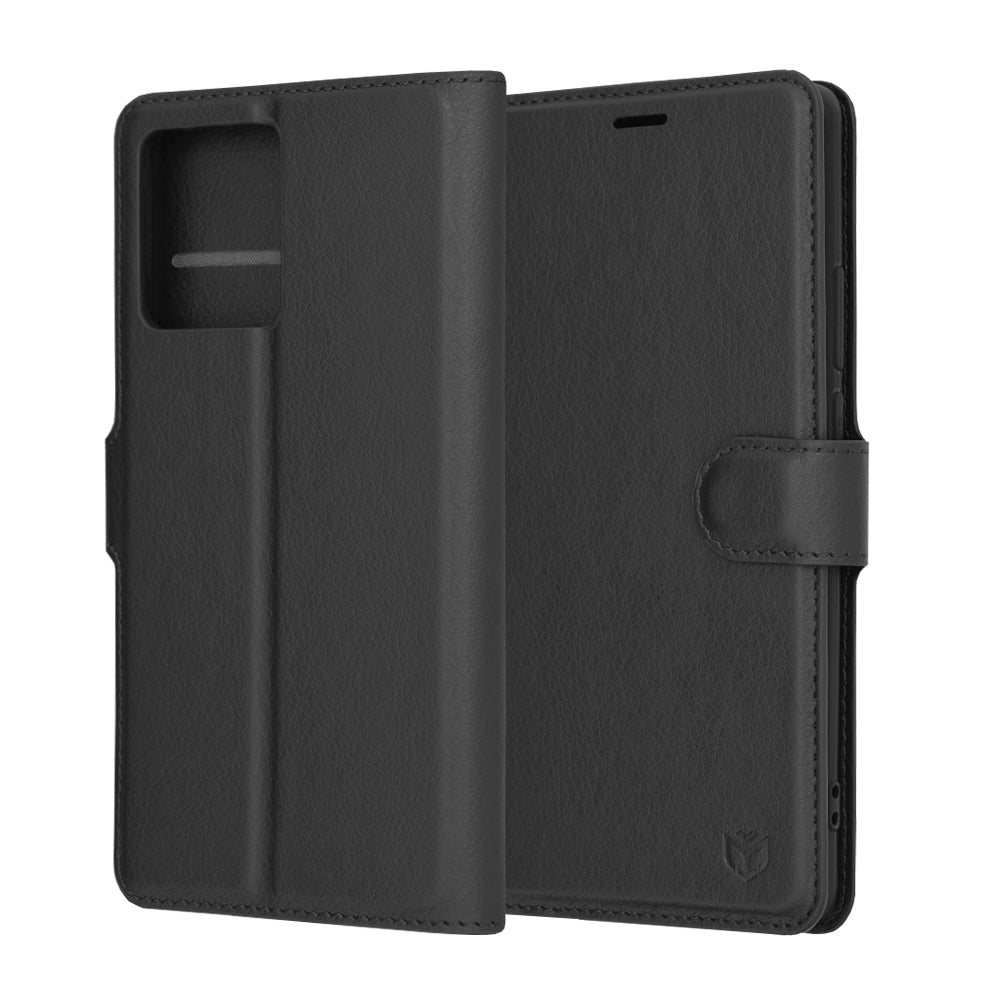 Husa de protectie Techsuit Leather Folio compatibila cu Motorola Edge 40, acoperire spate, negru