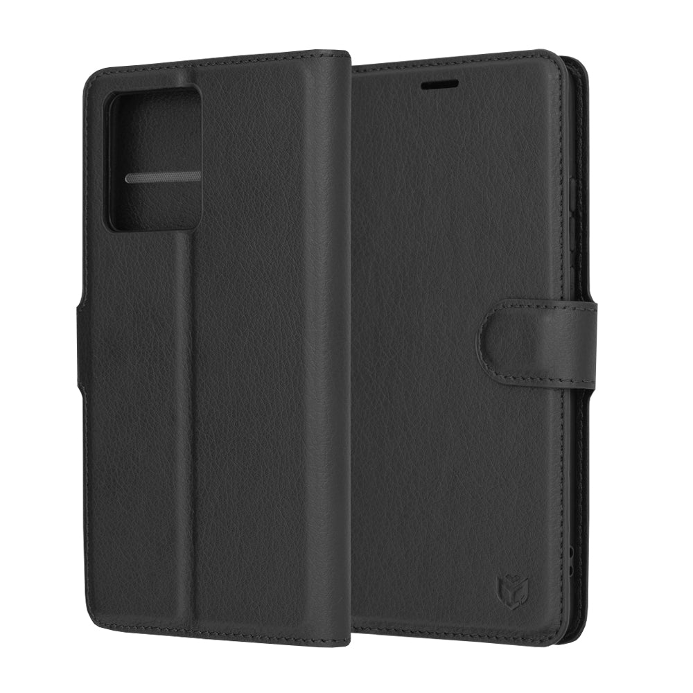 Husa de protectie Techsuit Leather Folio compatibila cu Motorola Edge 40 Neo, acoperire spate, negru