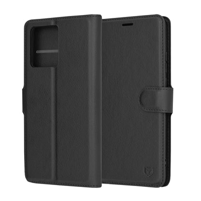 Husa de protectie Techsuit Leather Folio compatibila cu Motorola Edge 40 Neo, acoperire spate, negru