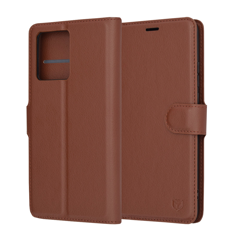 Husa de protectie Techsuit Leather Folio compatibila cu Motorola Edge 40 Neo, acoperire spate, maro