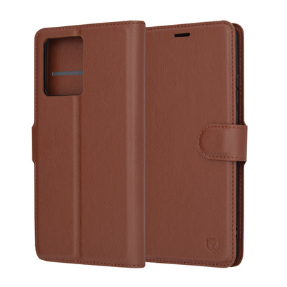 Husa de protectie Techsuit Leather Folio compatibila cu Motorola Edge 40 Neo, acoperire spate, maro