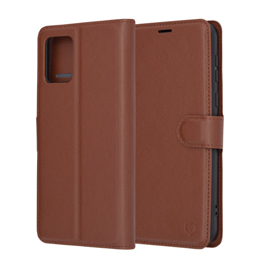 Husa de protectie Techsuit Leather Folio compatibila cu Motorola Moto E13, acoperire spate, maro