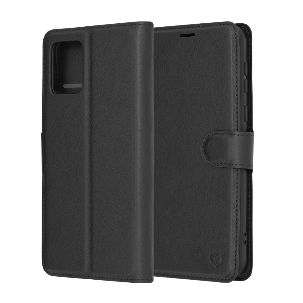 Husa de protectie Techsuit Leather Folio compatibila cu Motorola Moto E13, acoperire spate, negru