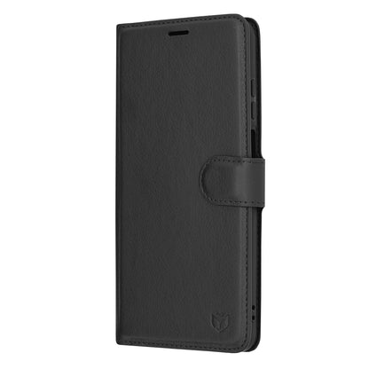 Husa de protectie Techsuit Leather Folio compatibila cu Motorola Moto E22i, acoperire spate, negru