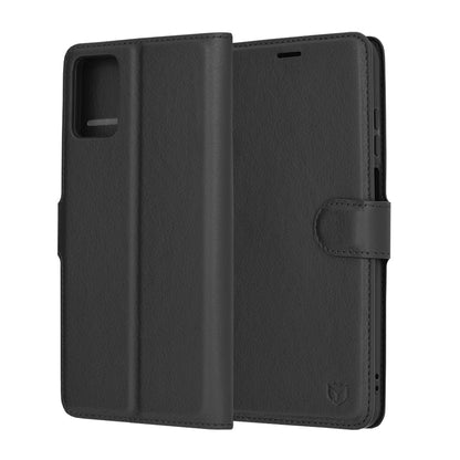 Husa de protectie Techsuit Leather Folio compatibila cu Motorola Moto E22i, acoperire spate, negru