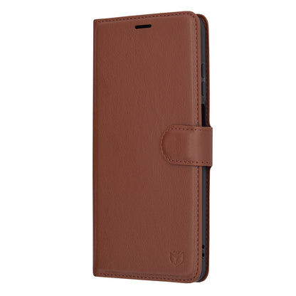 Husa de protectie Techsuit Leather Folio compatibila cu Motorola Moto E22, acoperire spate, maro