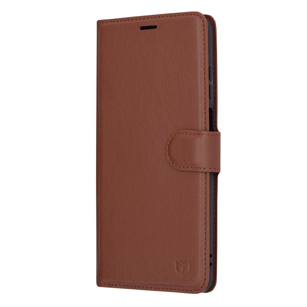 Husa de protectie Techsuit Leather Folio compatibila cu Motorola Moto E22i, acoperire spate, maro