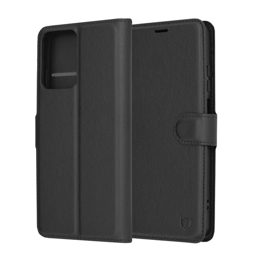 Husa de protectie Techsuit Leather Folio compatibila cu Motorola Moto E14, acoperire spate, negru