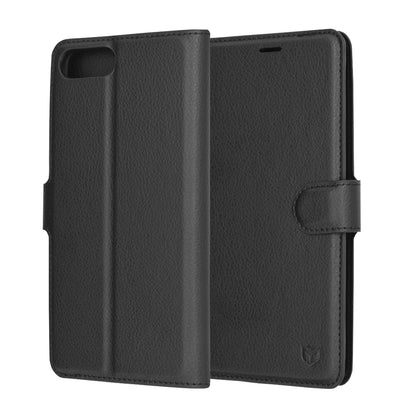Husa de protectie Techsuit Leather Folio compatibila cu Apple iPhone 8 Plus, acoperire spate, negru