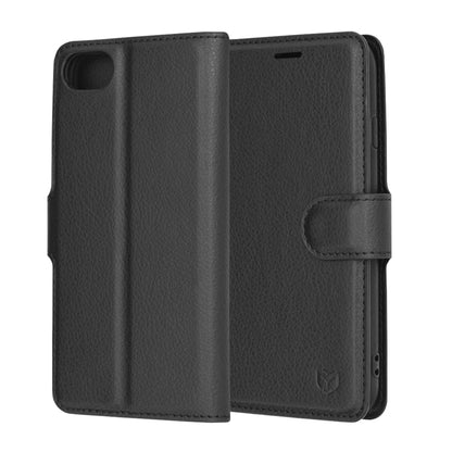 Husa de protectie Techsuit Leather Folio compatibila cu Apple iPhone 8, acoperire spate, negru