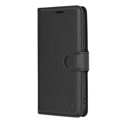 Husa de protectie Techsuit Leather Folio compatibila cu Apple iPhone 8, acoperire spate, negru