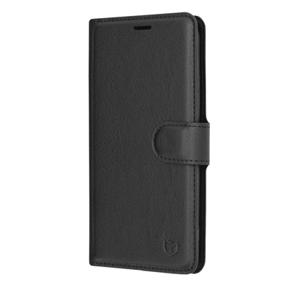 Husa de protectie Techsuit Leather Folio compatibila cu Apple iPhone X, acoperire spate, negru