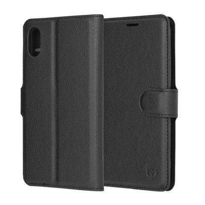 Husa de protectie Techsuit Leather Folio compatibila cu Apple iPhone X, acoperire spate, negru