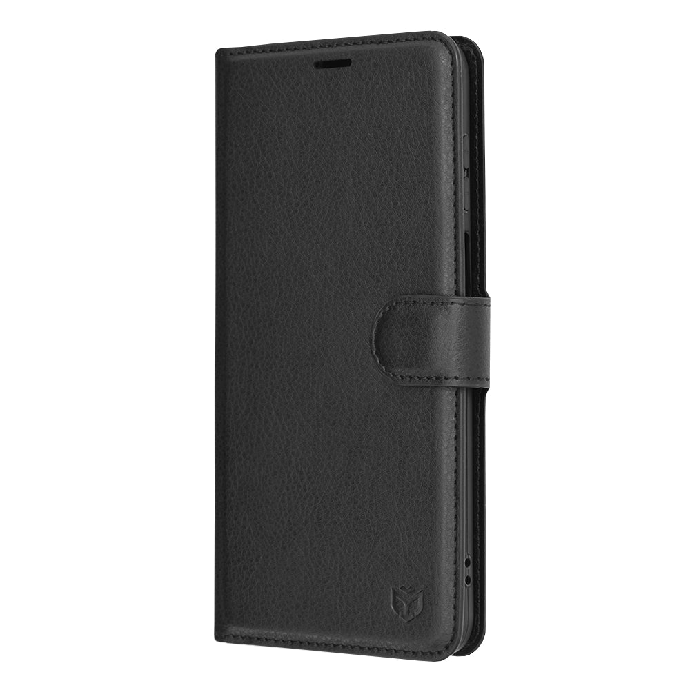 Husa de protectie Techsuit Leather Folio compatibila cu Motorola Moto E22s, acoperire spate, negru