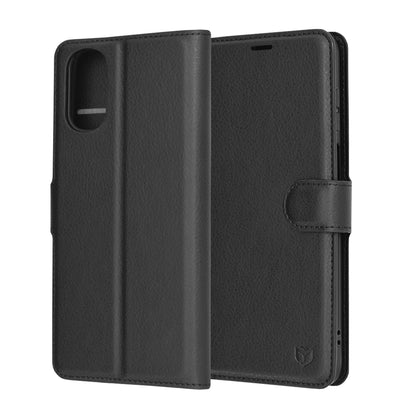 Husa de protectie Techsuit Leather Folio compatibila cu Motorola Moto E22s, acoperire spate, negru