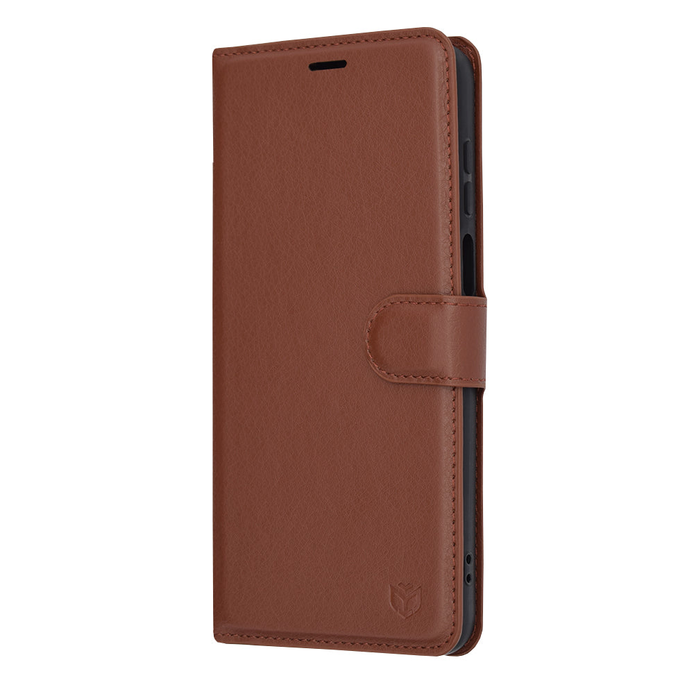 Husa de protectie Techsuit Leather Folio compatibila cu Motorola Moto G13, acoperire spate, maro