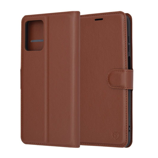 Husa de protectie Techsuit Leather Folio compatibila cu Motorola Moto G23, acoperire spate, maro