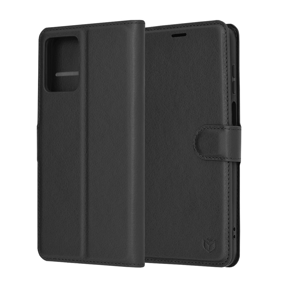 Husa de protectie Techsuit Leather Folio compatibila cu Motorola Moto G13, acoperire spate, negru