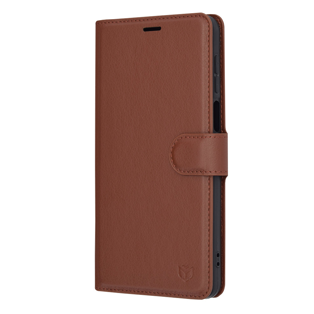 Husa de protectie Techsuit Leather Folio compatibila cu Motorola Moto G14, acoperire spate, maro