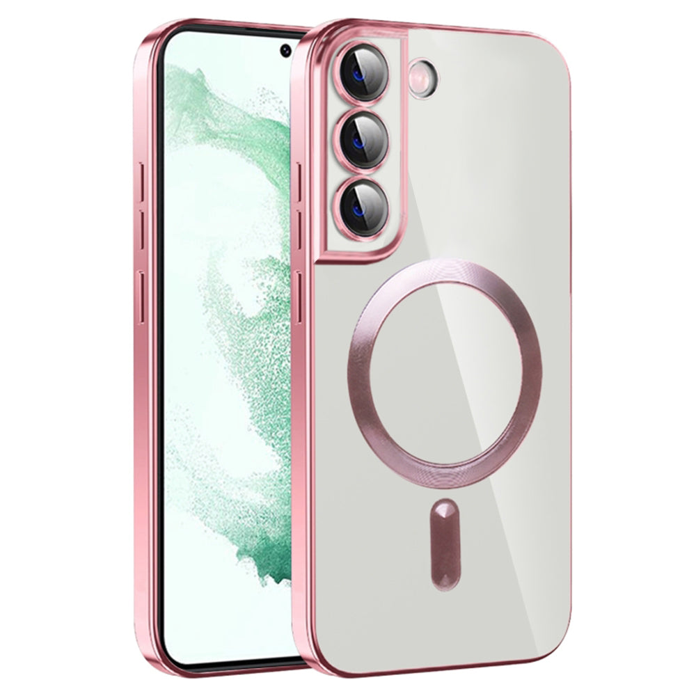 Husa de protectie Techsuit Luxury Crystal MagSafecompatibila cu Samsung Galaxy S22 Plus 5G, acoperire spate, roz
