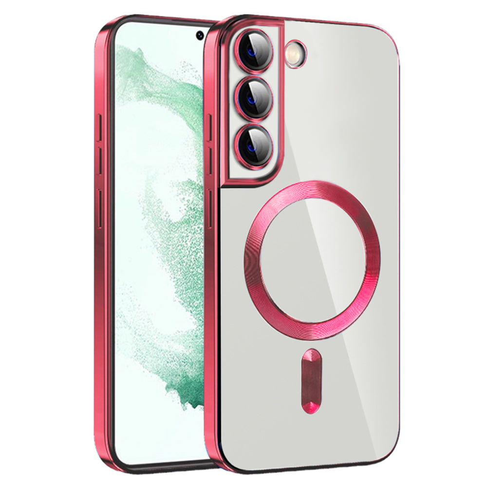 Husa de protectie Techsuit Luxury Crystal MagSafecompatibila cu Samsung Galaxy S21 5G, acoperire spate, rosu