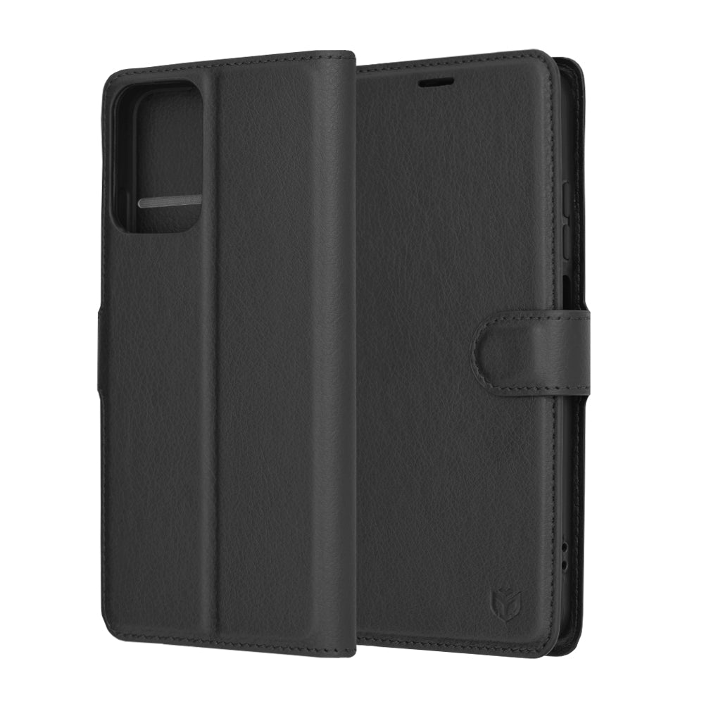 Husa de protectie Techsuit Leather Folio compatibila cu Motorola Moto G34, acoperire spate, negru