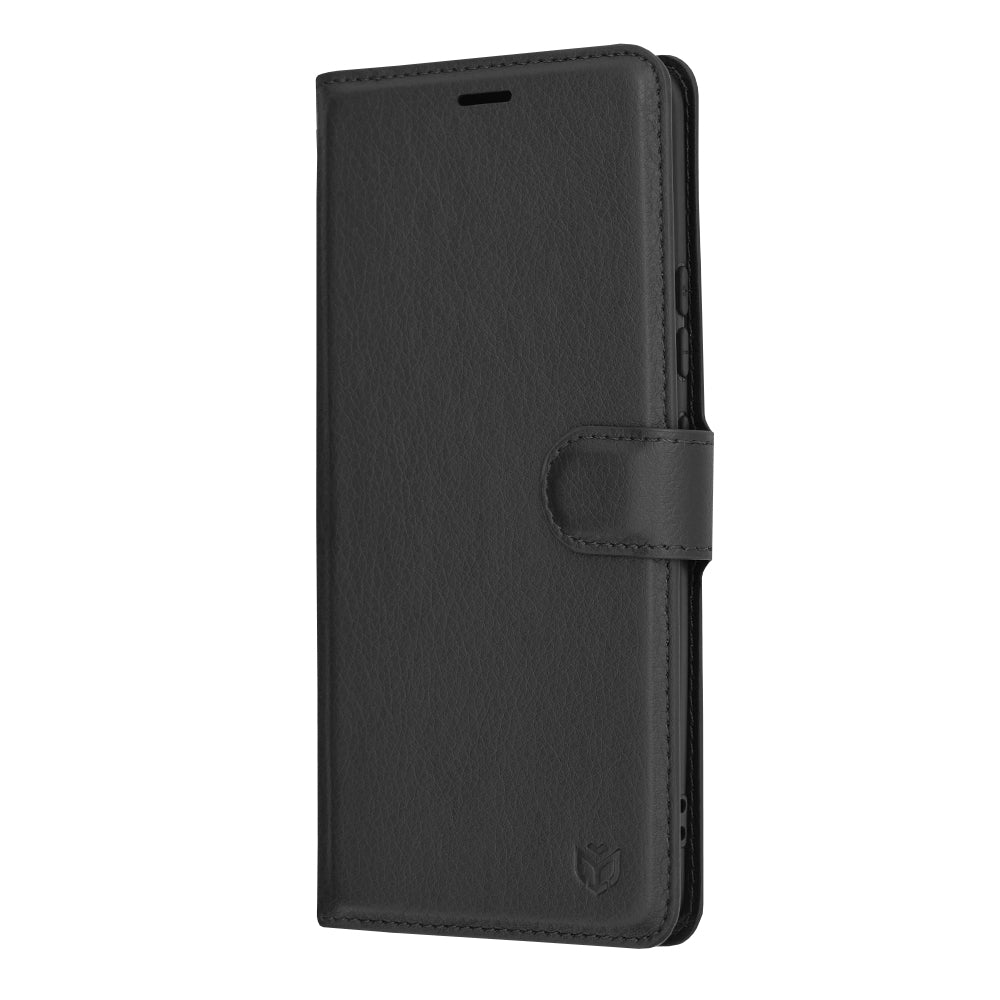 Husa de protectie Techsuit Leather Folio compatibila cu Motorola Moto G72, acoperire spate, negru