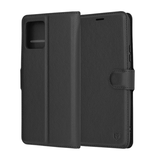 Husa de protectie Techsuit Leather Folio compatibila cu Motorola Moto G72, acoperire spate, negru