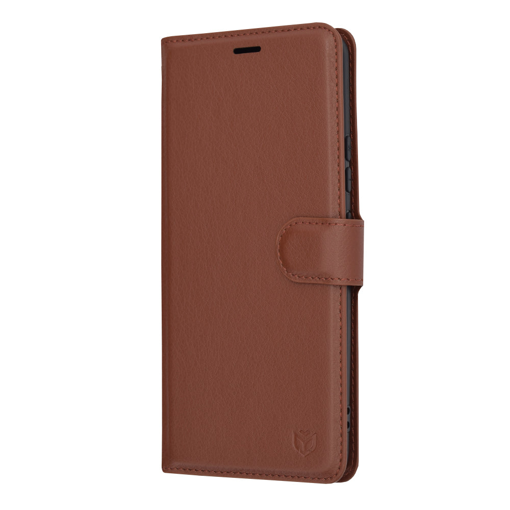 Husa de protectie Techsuit Leather Folio compatibila cu Motorola Moto G72, acoperire spate, maro