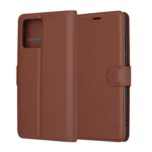 Husa de protectie Techsuit Leather Folio compatibila cu Motorola Moto G84, acoperire spate, maro