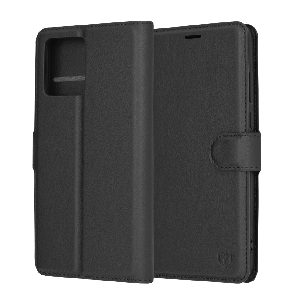 Husa de protectie Techsuit Leather Folio compatibila cu Motorola Moto G84, acoperire spate, negru