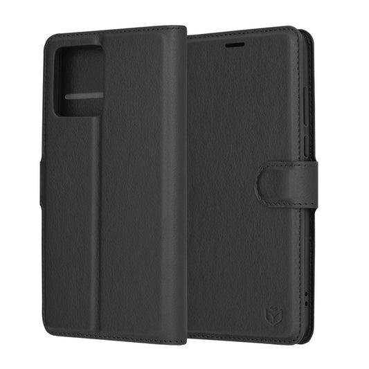 Husa de protectie Techsuit Leather Folio compatibila cu Motorola Moto G84, acoperire spate, negru