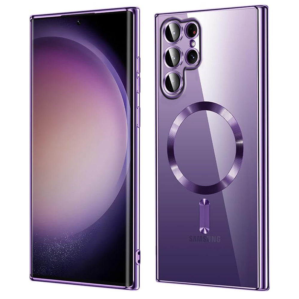 Husa de protectie Techsuit Luxury Crystal MagSafecompatibila cu Samsung Galaxy S22 Ultra 5G, acoperire spate, mov deschis