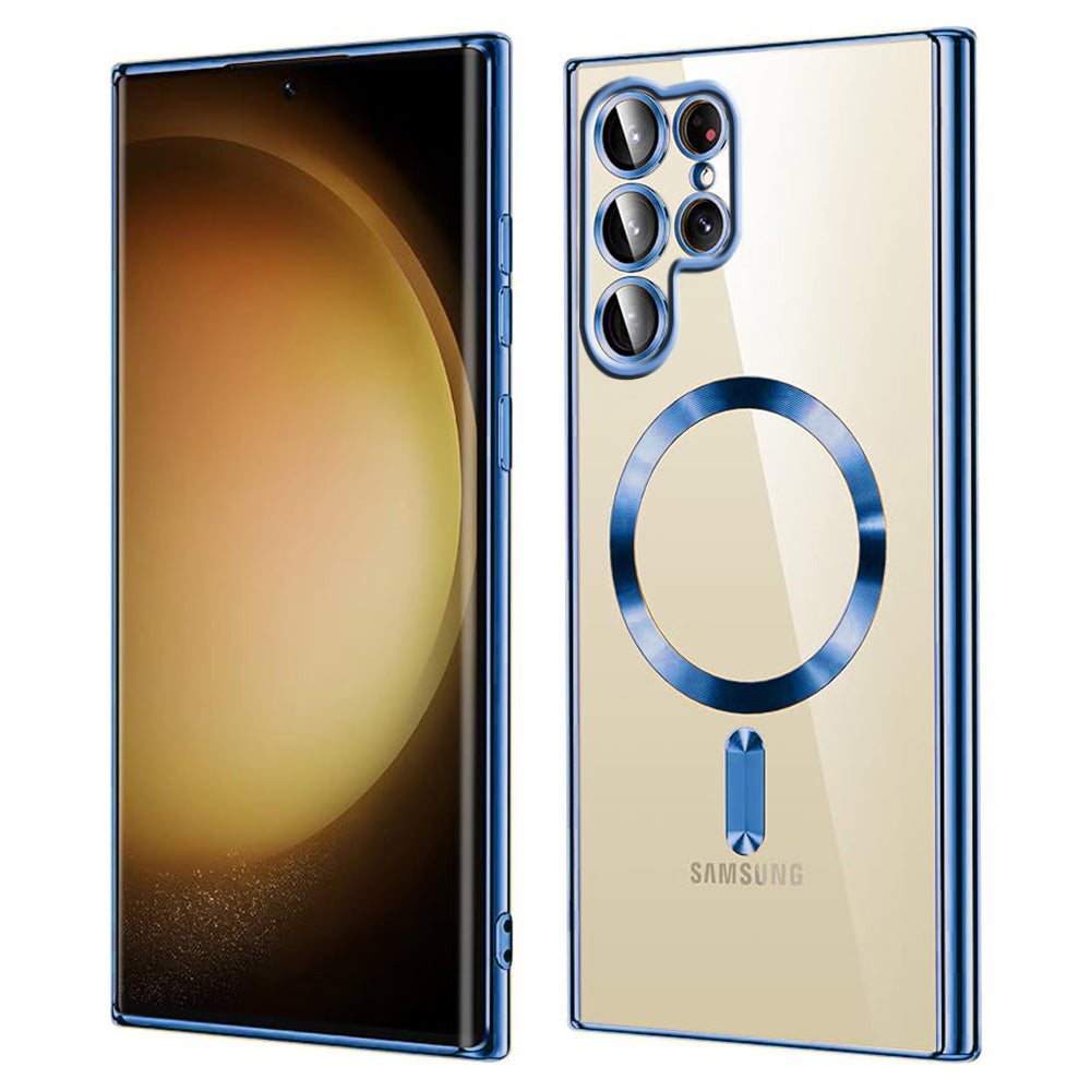 Husa de protectie Techsuit Luxury Crystal MagSafecompatibila cu Samsung Galaxy S22 Ultra 5G, acoperire spate, albastru inchis